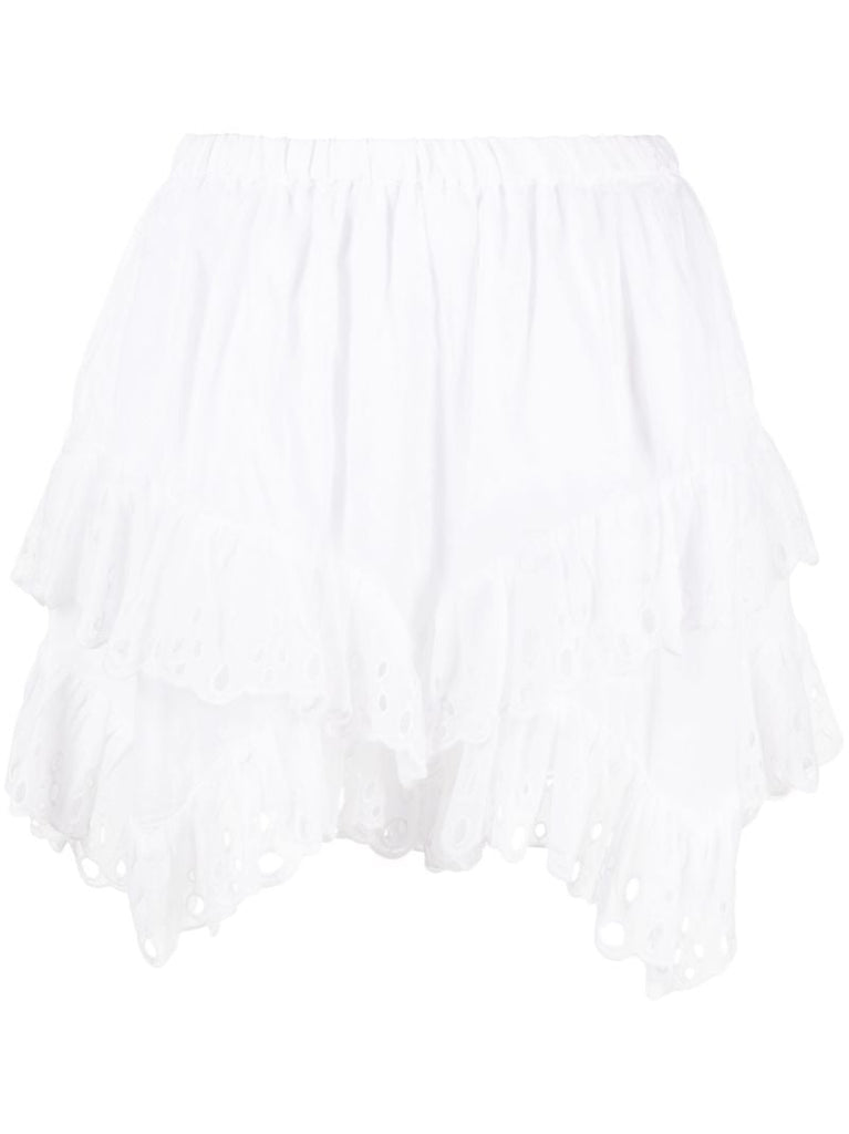 White Kaddy Tiered Mini Skirt