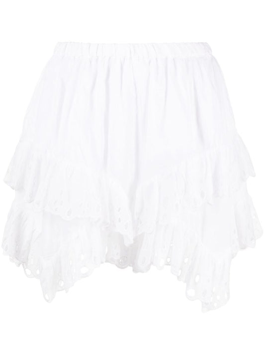 White Kaddy Tiered Mini Skirt