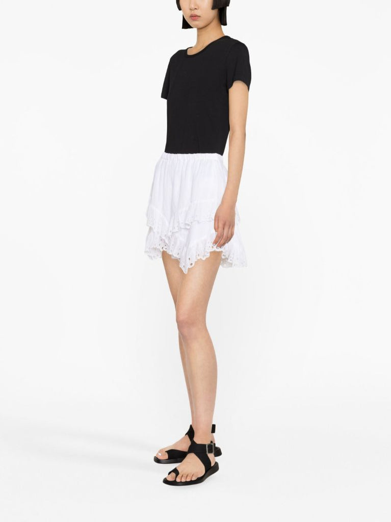 White Kaddy Tiered Mini Skirt
