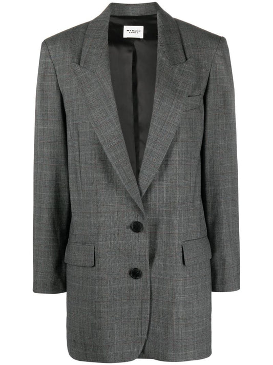 Grey Precious Plaid Wool Blazer