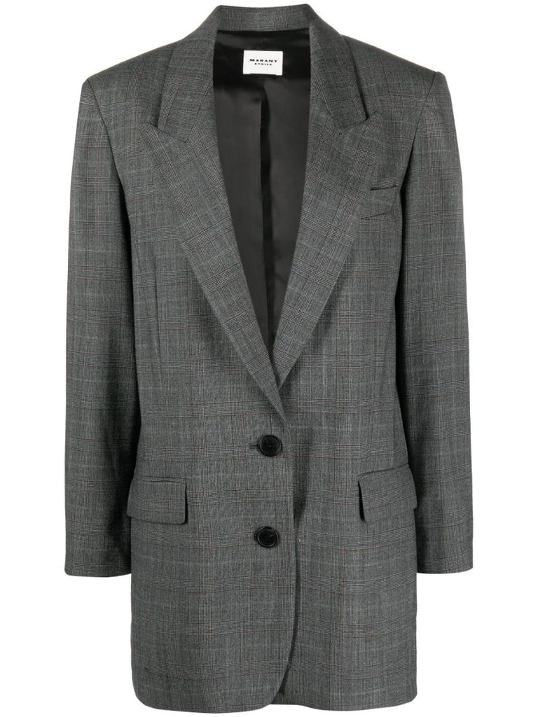 Grey Precious Plaid Wool Blazer