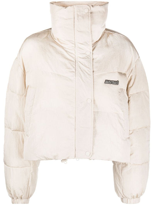 Neutral Telia Cropped Puffer Jacket