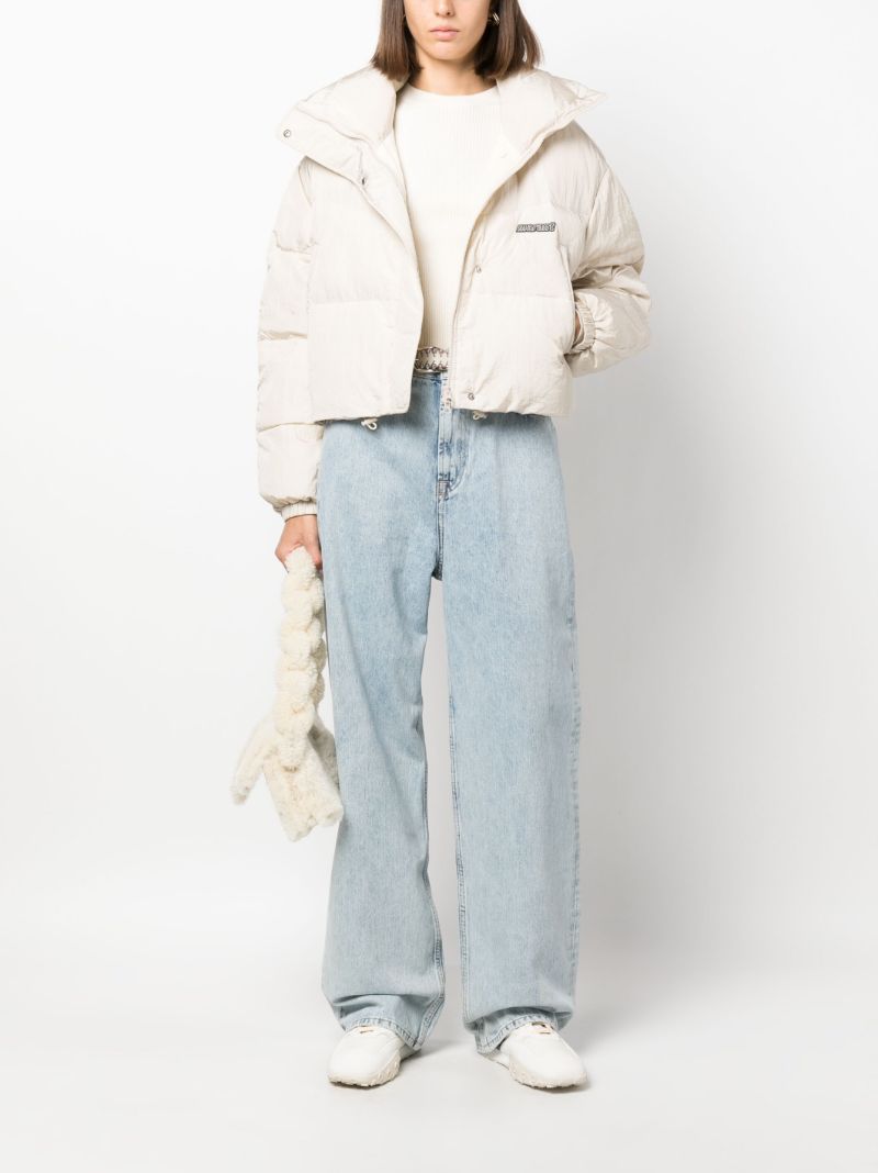 Neutral Telia Cropped Puffer Jacket