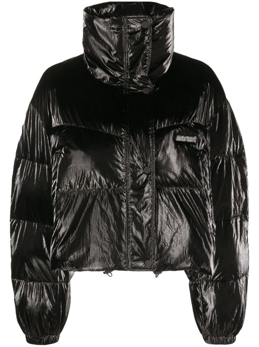 Black Telia Cropped Puffer Jacket