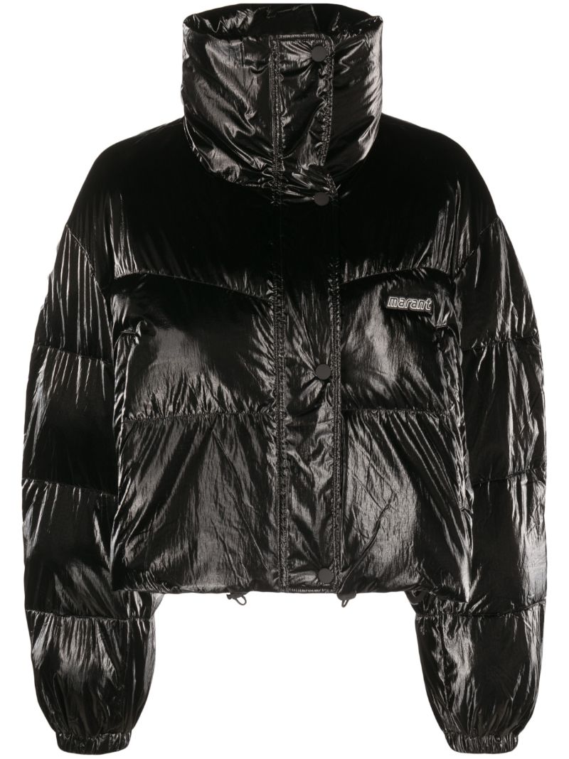 Black Telia Cropped Puffer Jacket