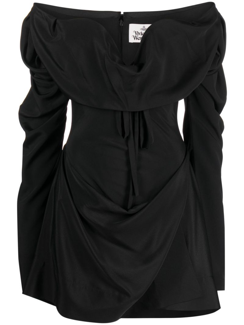 Black Iwona Draped Corset Mini Dress
