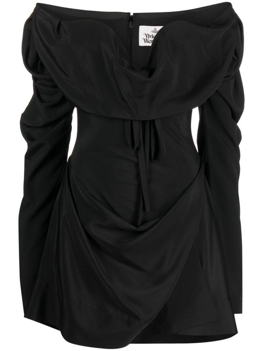 Black Iwona Draped Corset Mini Dress