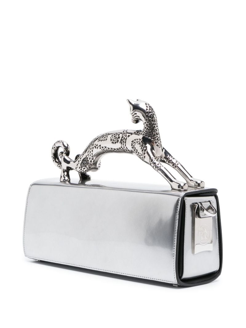 Silver Pencil Cat Metallic Tote Bag