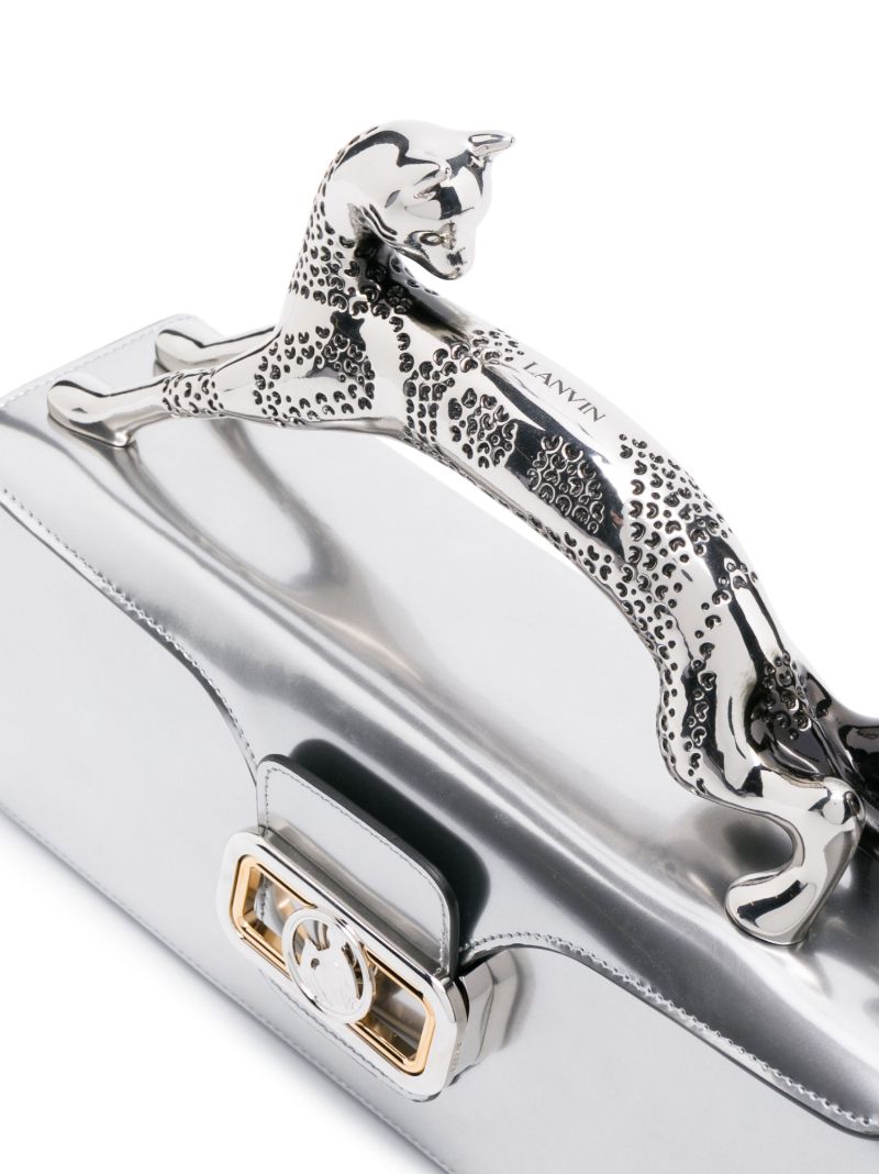 Silver Pencil Cat Metallic Tote Bag