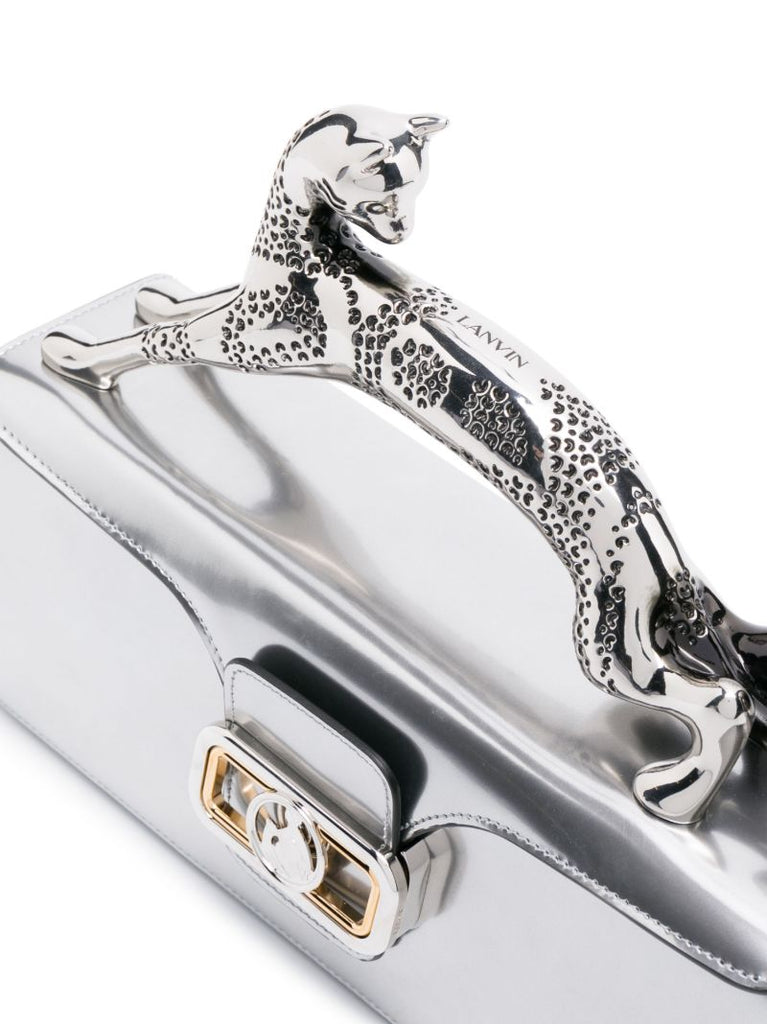 Silver Pencil Cat Metallic Tote Bag