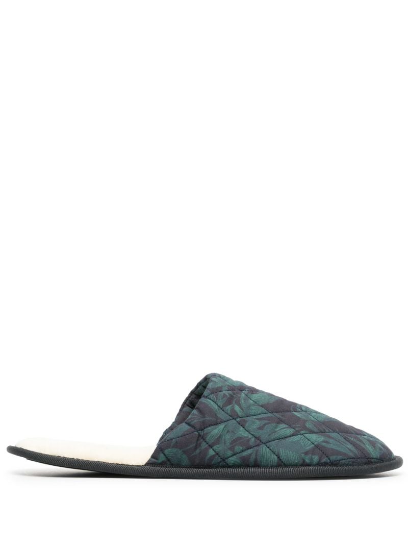 Green Byron Print Quilted Slippers