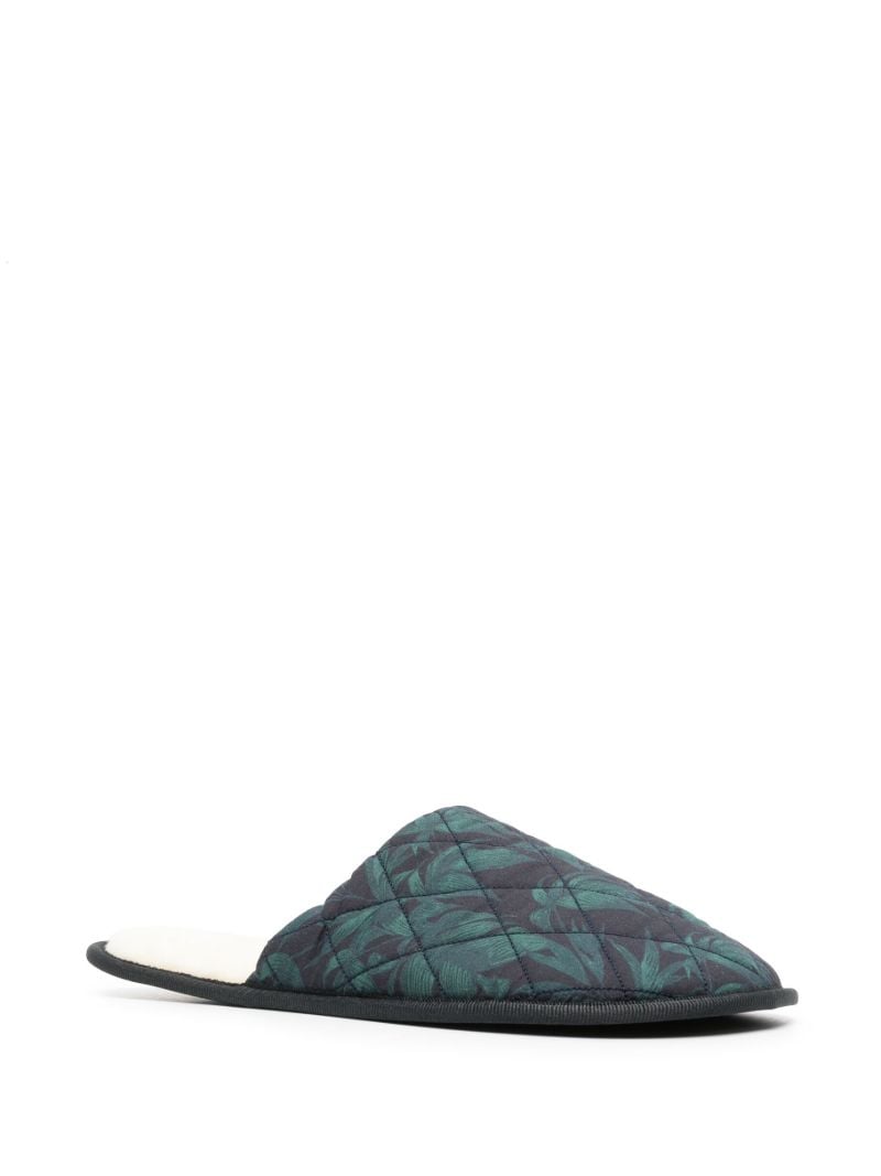Green Byron Print Quilted Slippers