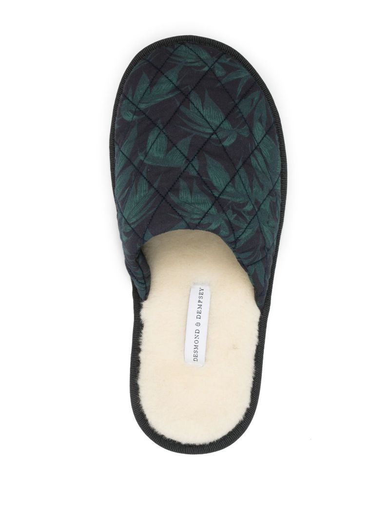 Green Byron Print Quilted Slippers