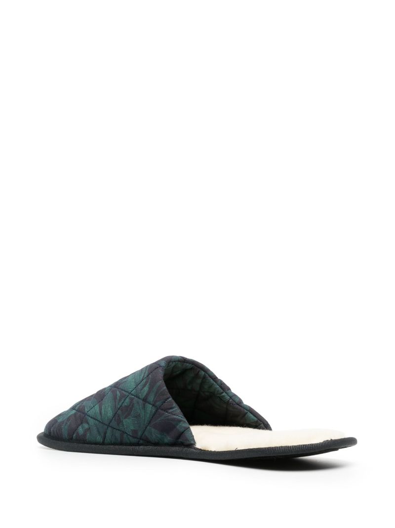 Green Byron Print Quilted Slippers