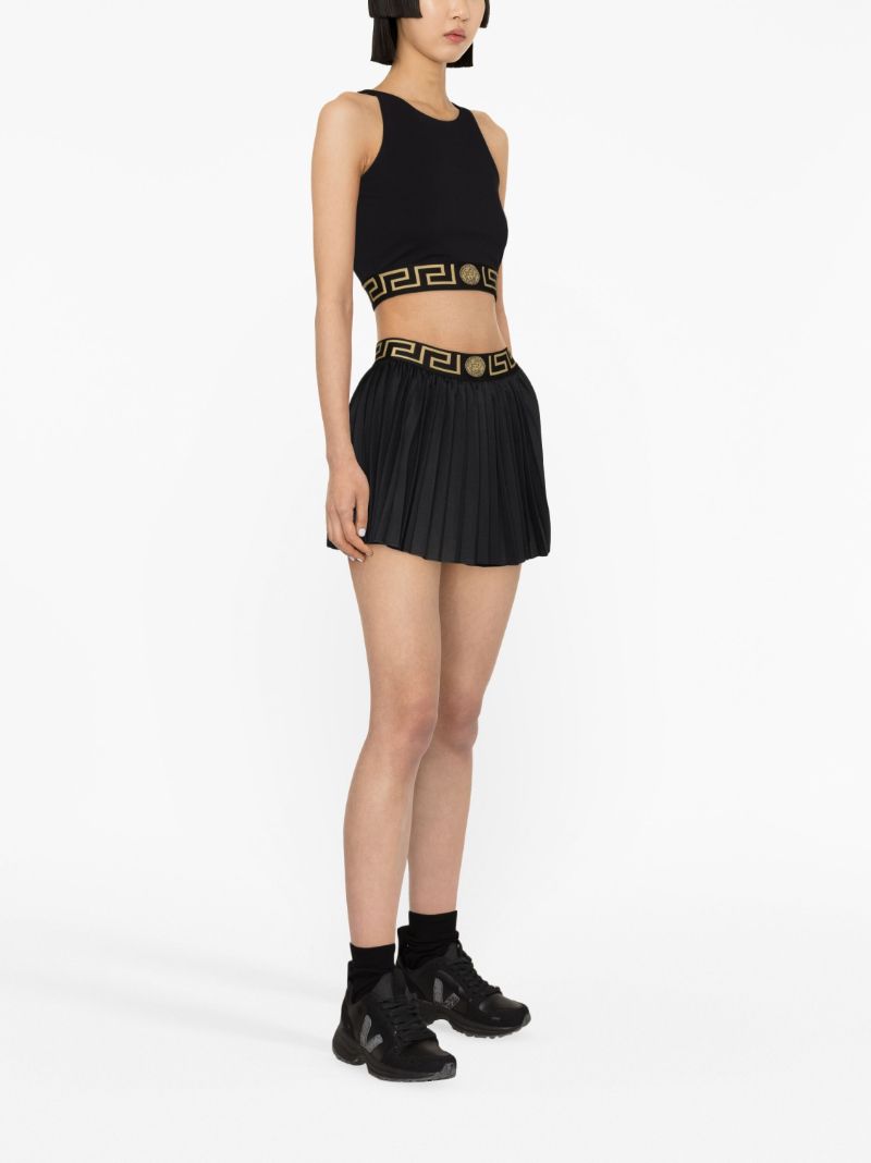 Black La Greca Print Sports Bra