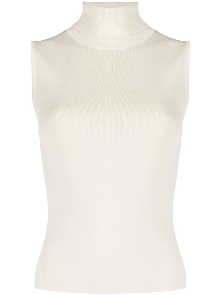 Neutral Fera Ribbed-knit Top