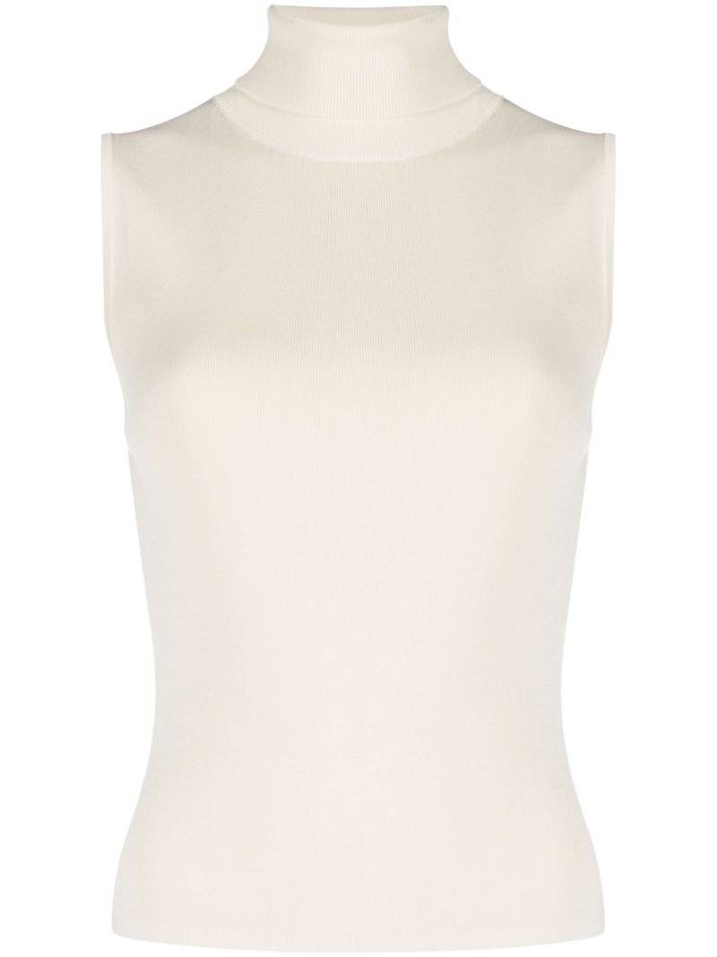 Neutral Fera Ribbed-knit Top
