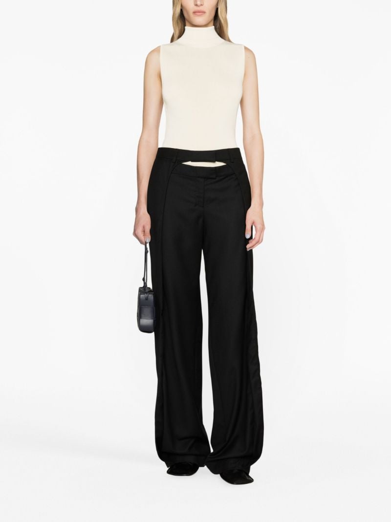 Neutral Fera Ribbed-knit Top
