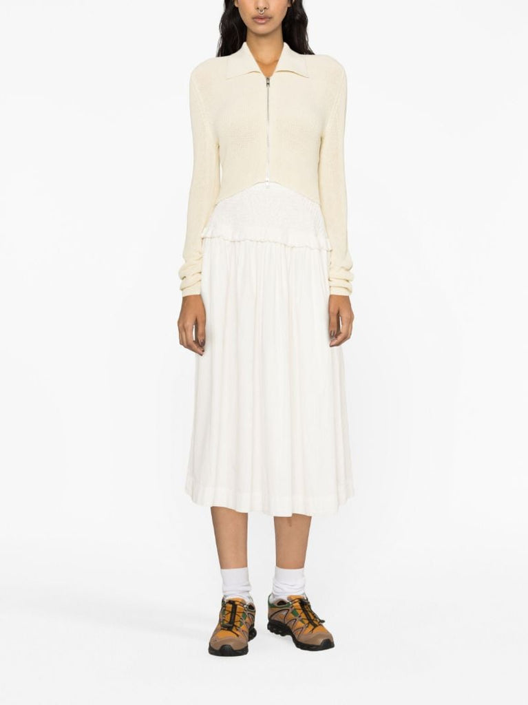 Neutral Tolobu Ribbed-knit Cardigan