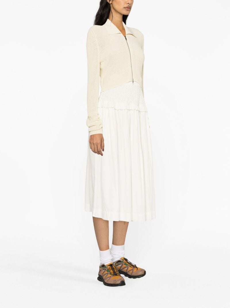 Neutral Tolobu Ribbed-knit Cardigan