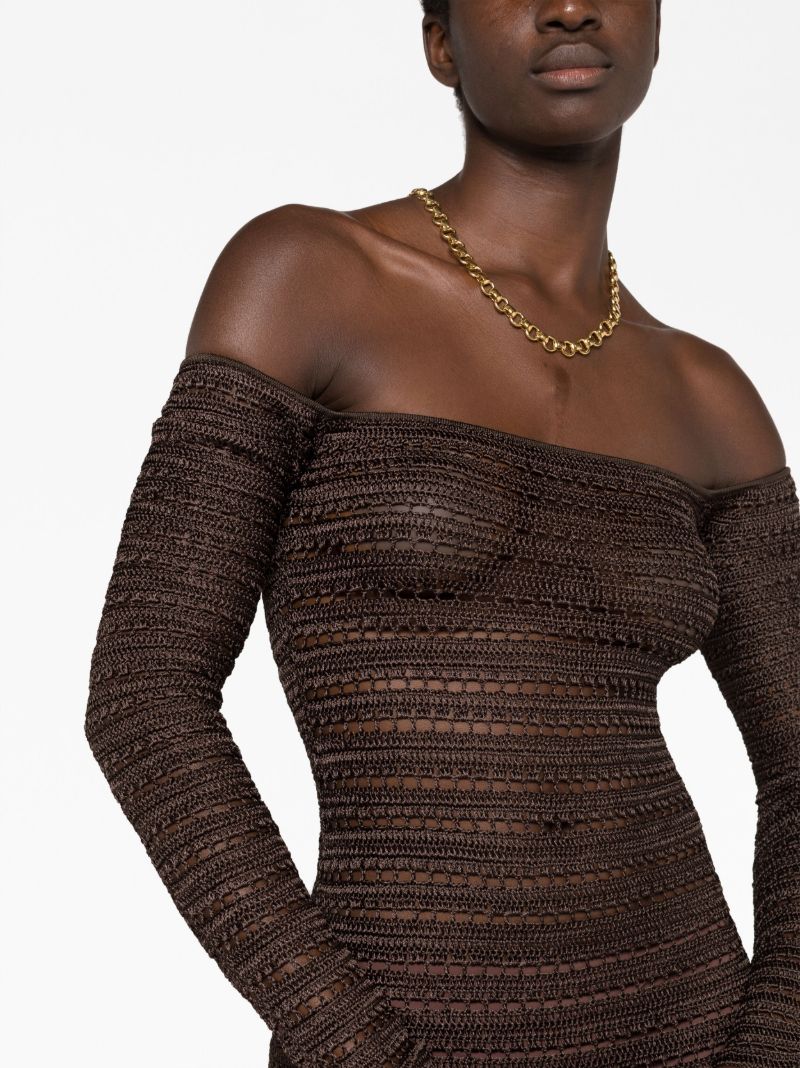 Brown Montro Open-knit Maxi Dress