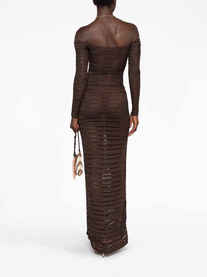 Brown Montro Open-knit Maxi Dress