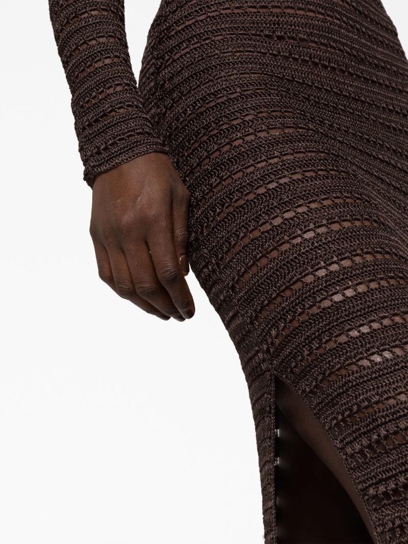 Brown Montro Open-knit Maxi Dress