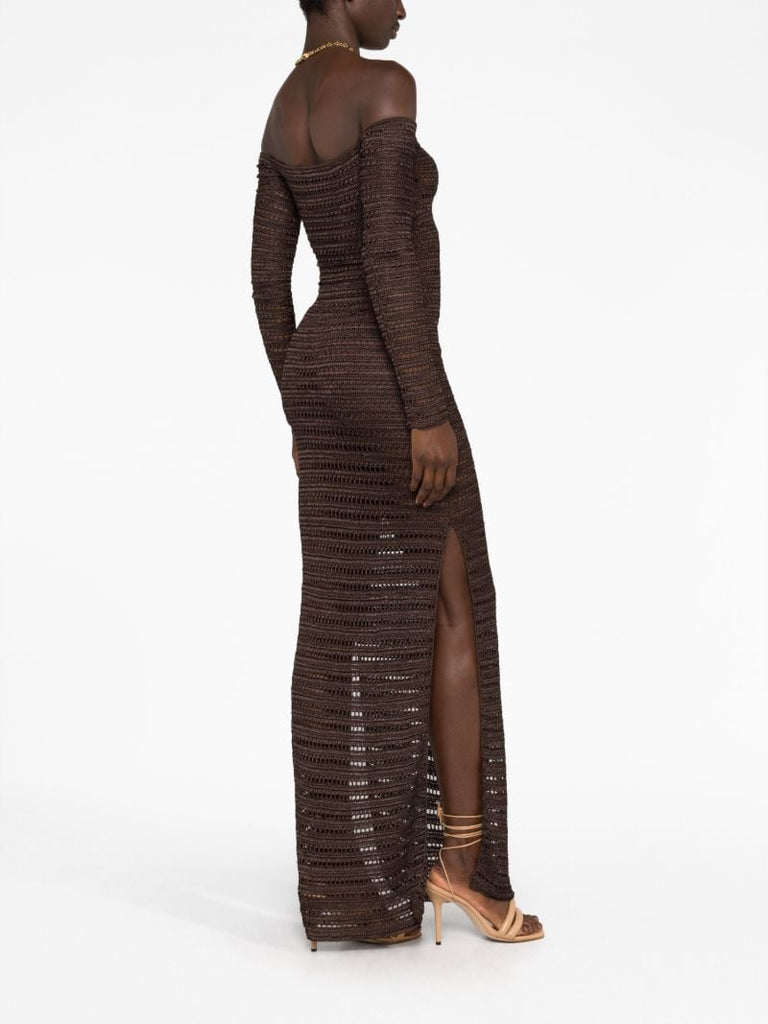 Brown Montro Open-knit Maxi Dress