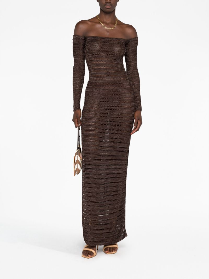 Brown Montro Open-knit Maxi Dress