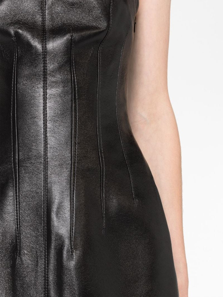 Black El Stitched Strapless Mini Dress
