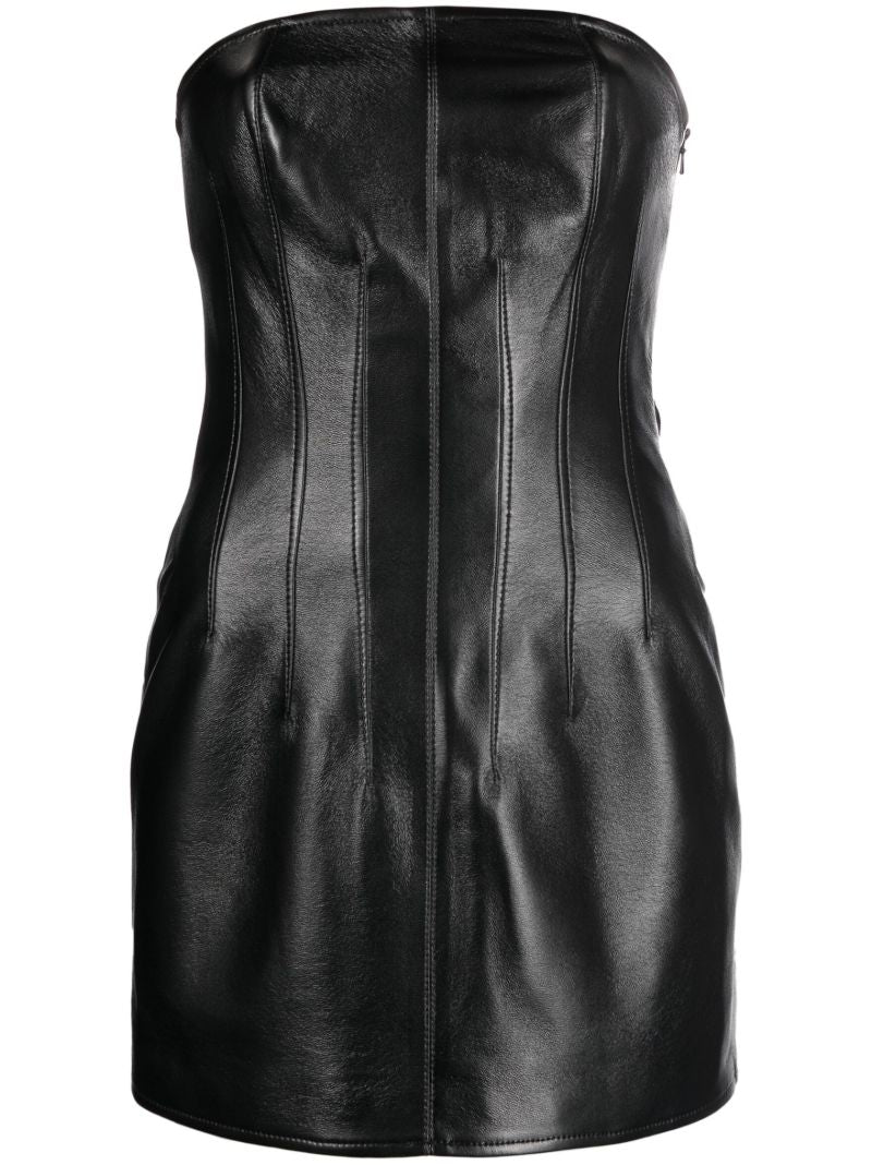 Black El Stitched Strapless Mini Dress