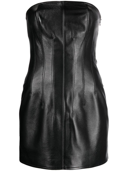 Black El Stitched Strapless Mini Dress