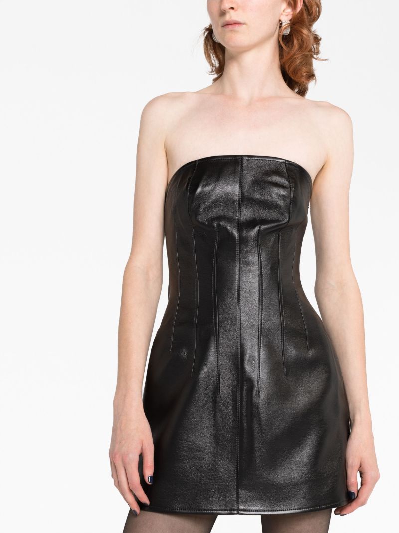 Black El Stitched Strapless Mini Dress