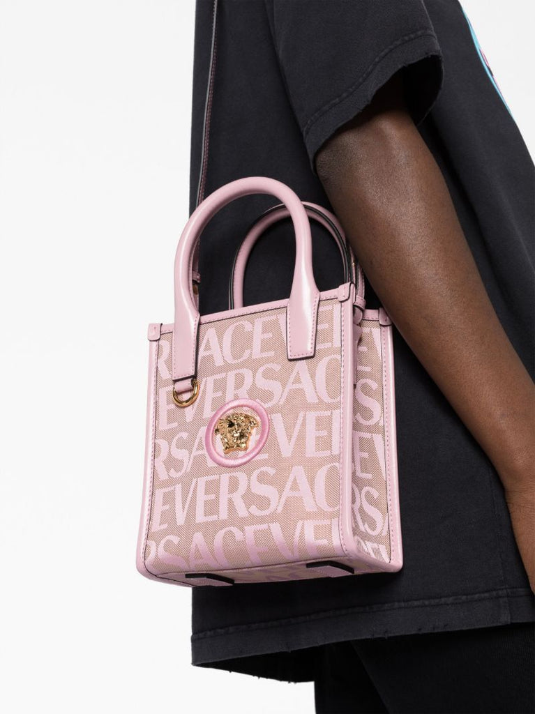 Pink Medusa Head Logo-jacquard Mini Tote Bag
