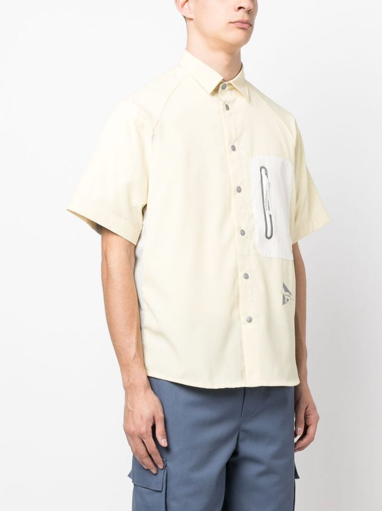 Yellow Zipped-pocket Panelled Shirt