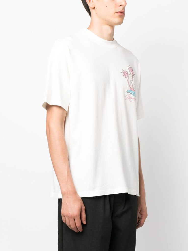 White Resort Logo Print Cotton T-shirt