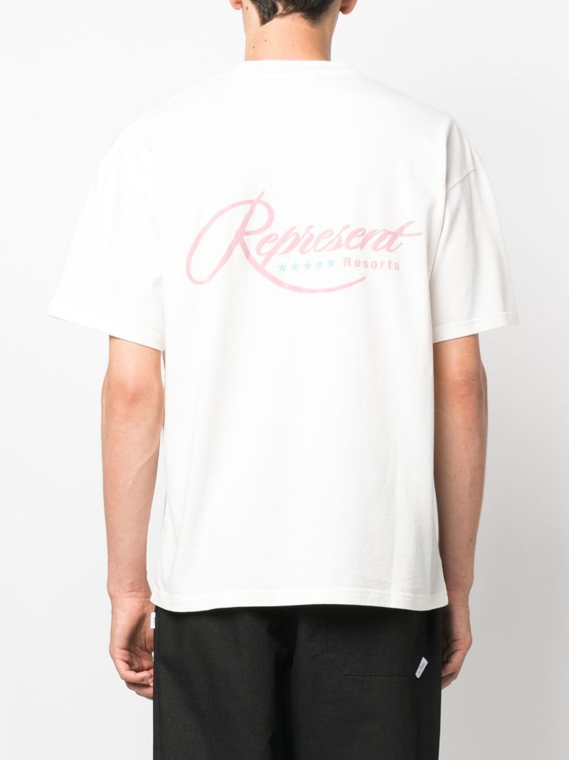 White Resort Logo Print Cotton T-shirt
