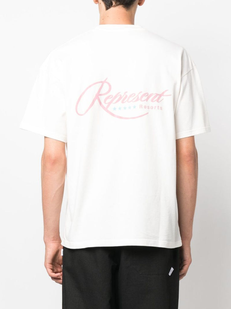 White Resort Logo Print Cotton T-shirt