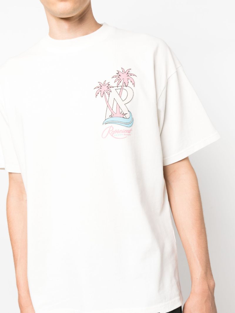 White Resort Logo Print Cotton T-shirt