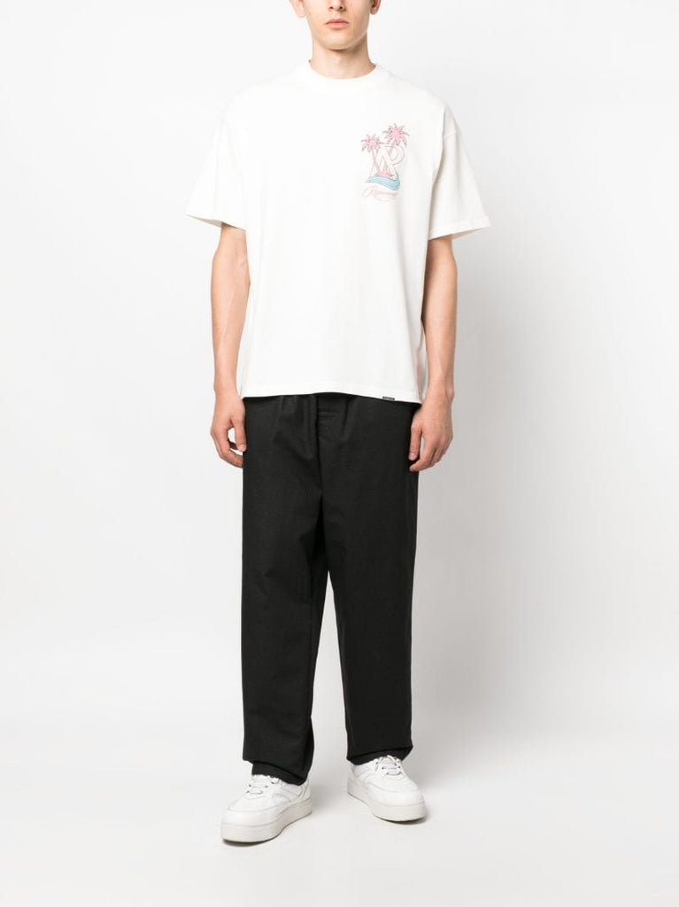 White Resort Logo Print Cotton T-shirt