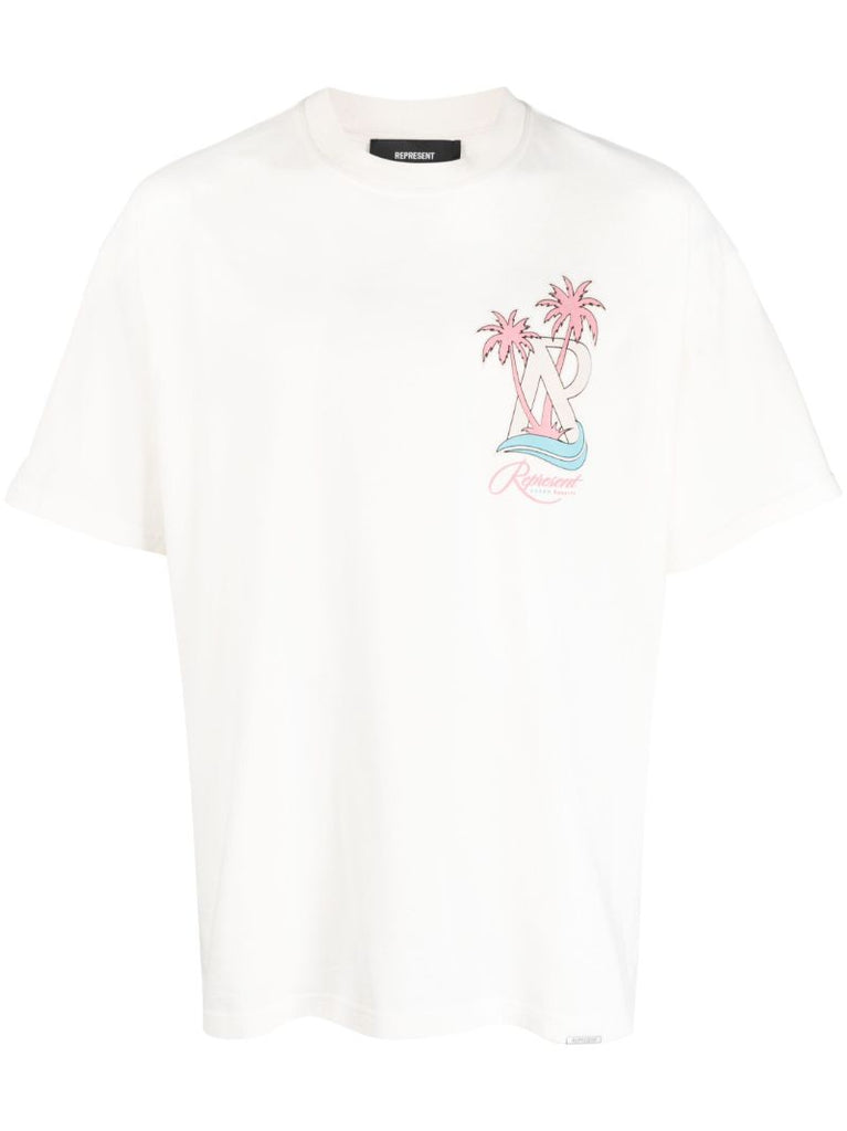 White Resort Logo Print Cotton T-shirt