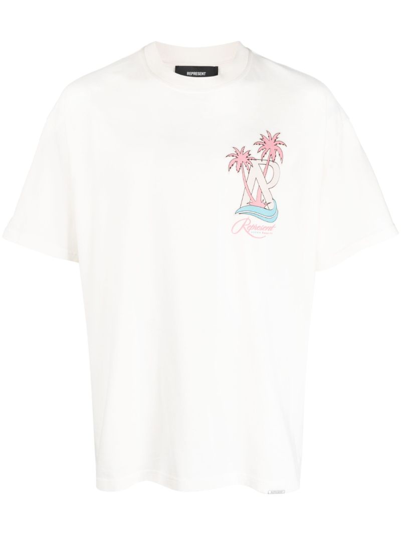 White Resort Logo Print Cotton T-shirt