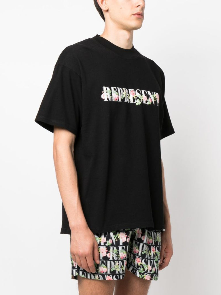 Black Logo Print Cotton T-shirt