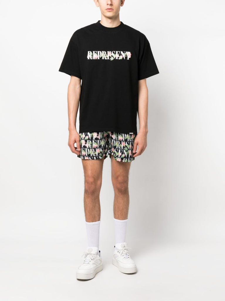 Black Logo Print Cotton T-shirt