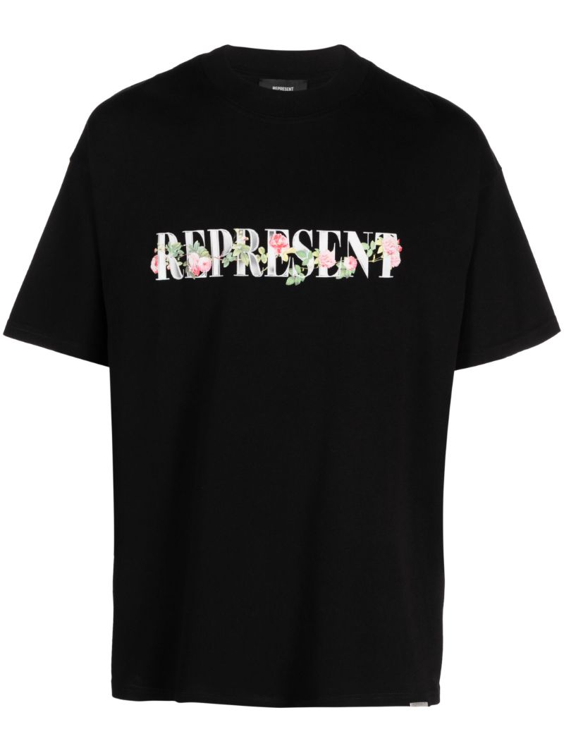 Black Logo Print Cotton T-shirt