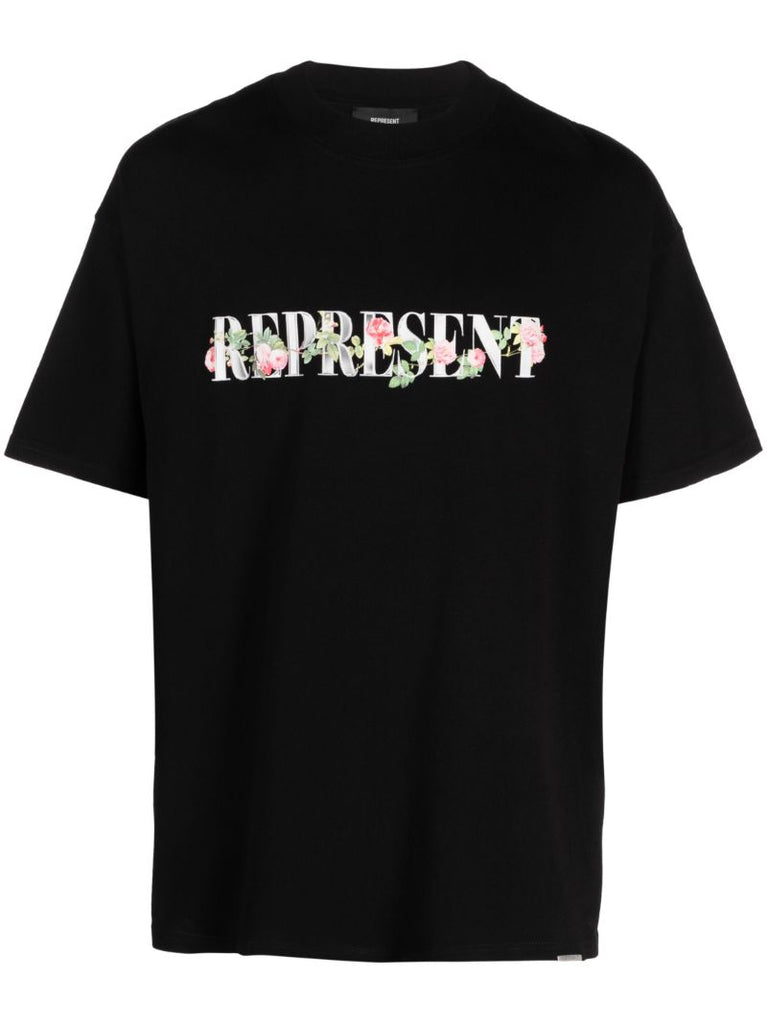 Black Logo Print Cotton T-shirt