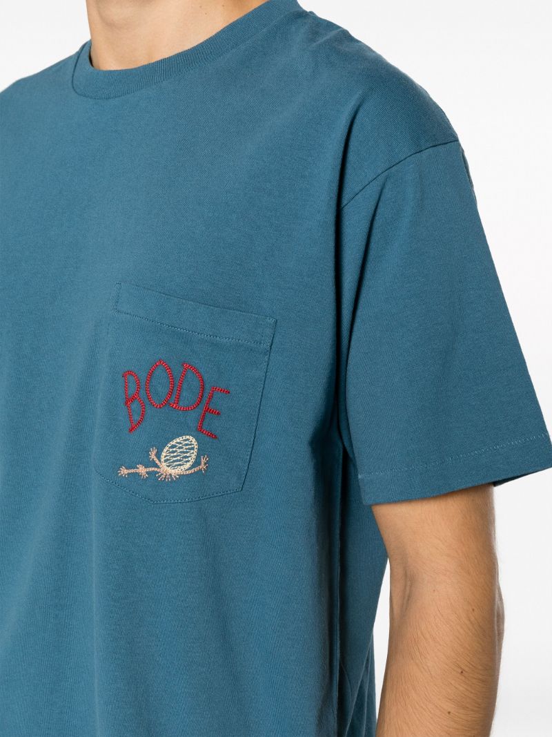 Blue Sweet Pine Pocket Cotton T-shirt