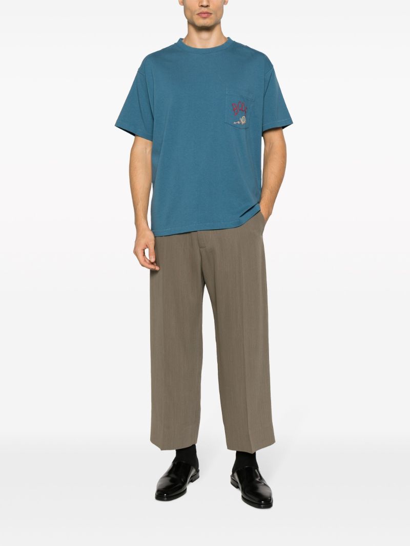 Blue Sweet Pine Pocket Cotton T-shirt