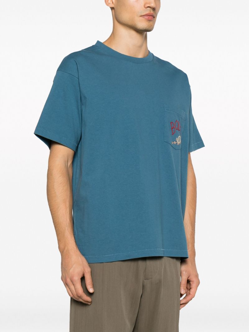 Blue Sweet Pine Pocket Cotton T-shirt