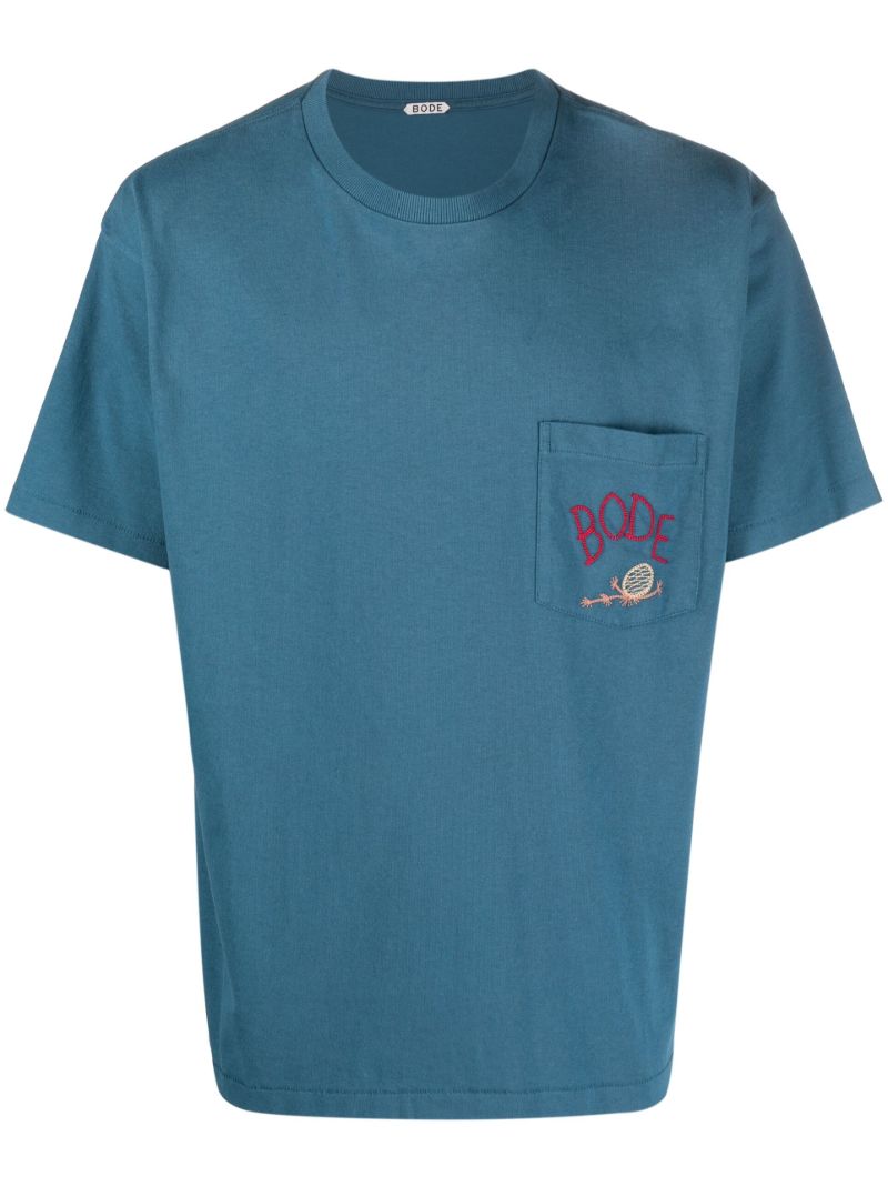 Blue Sweet Pine Pocket Cotton T-shirt